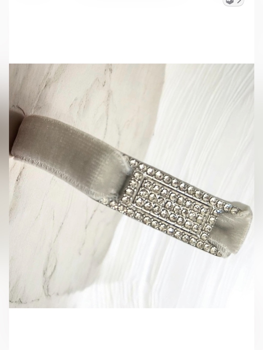 Crystal Embellished Silver Velvet bracelet